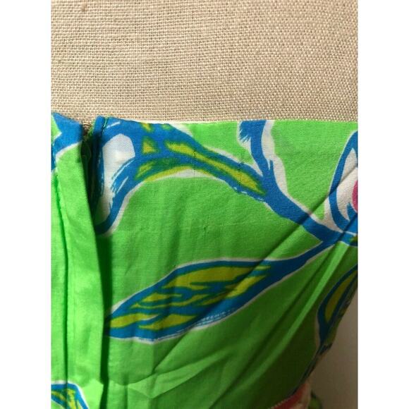 Lilly Pulitzer Green Strapless Floral Print Silk Blend Dress Women's Size 6 NWT - Picture 7 of 10